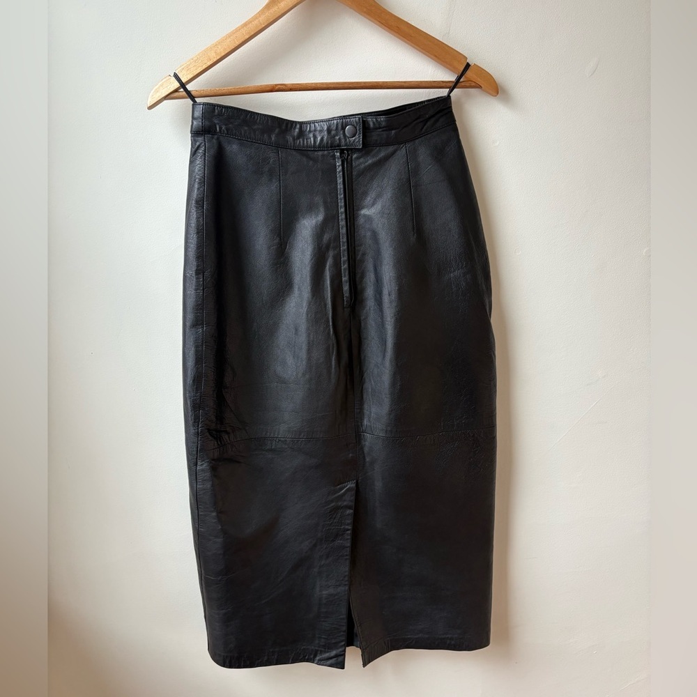 Vintage Leather Midi Skirt​ - Picture 11 of 12